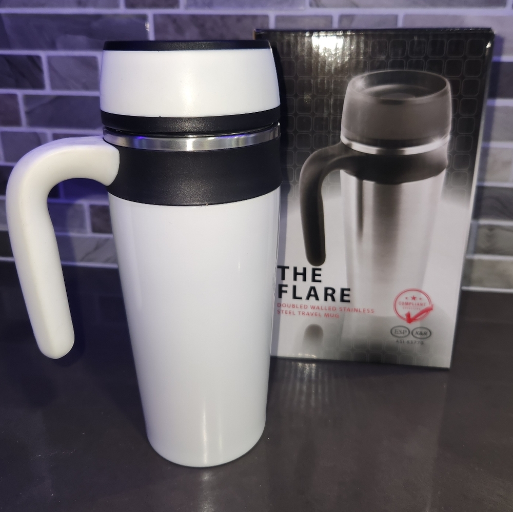 The Flare White Stainless Steel Travel Mug